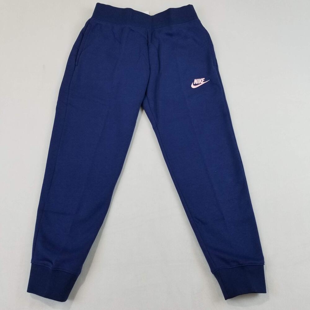 Nike Jogger Pants Girls Small Blue Standard Fit Fleece Sweatpants DC7207-492 NWT